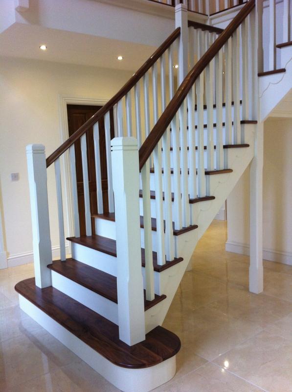 Contemporary Painted and Walnut Stairs.