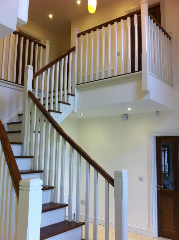 Contemporary Painted and Walnut Stairs.