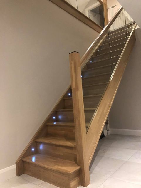 White Oak Closed Stairs with Glass