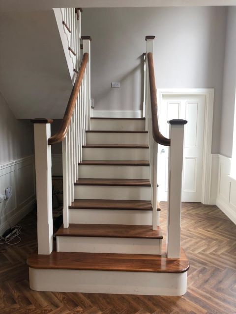 Walnut and Red Deal Concrete Stairs 